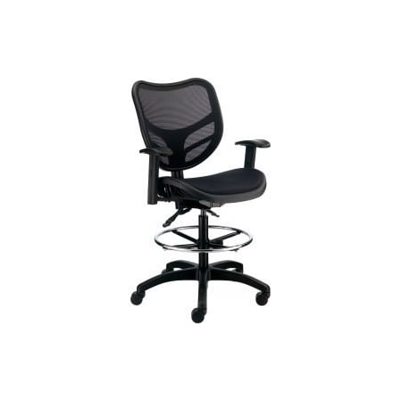 Global Equipment Interion    All Mesh Stool with Arms - Black 695727A